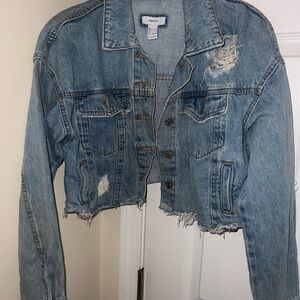 Forever 21 Light Blue Denim Jacket with Purple Lining
